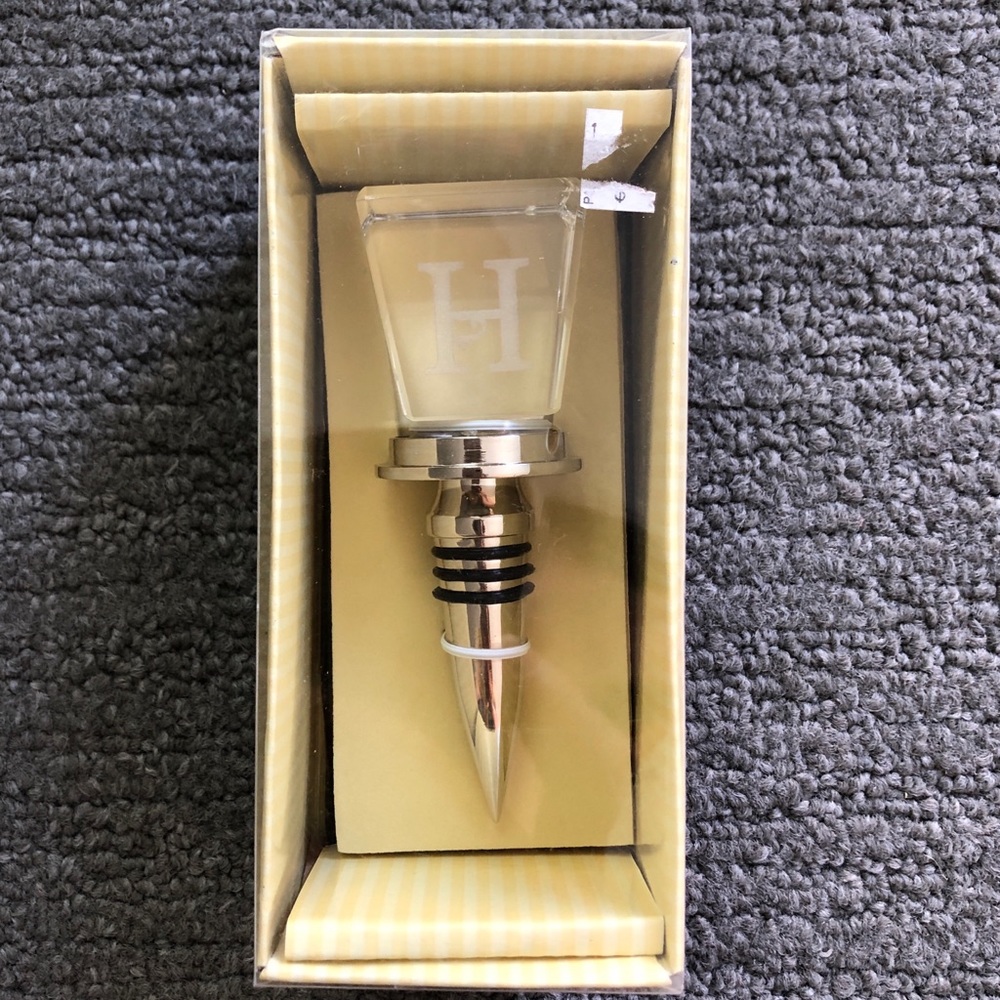 NIB Monogram Wine Stopper "H"